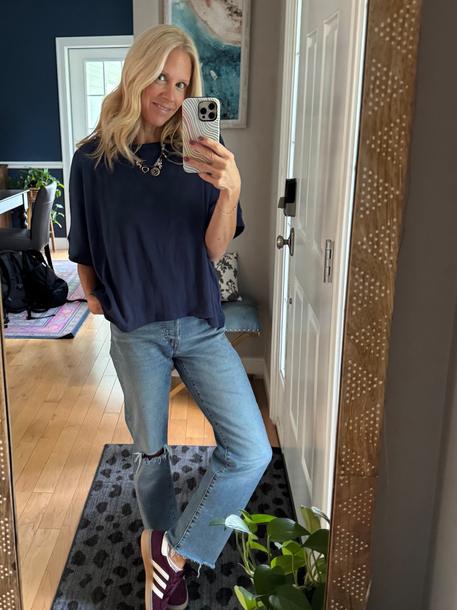 The best basic tee
Levi’s 
Maroon adidas 

#LTKOver40 #LTKStyleTip #LTKShoeCrush