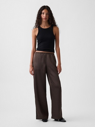 Satin Easy Wide-Leg Pants | Gap (US)