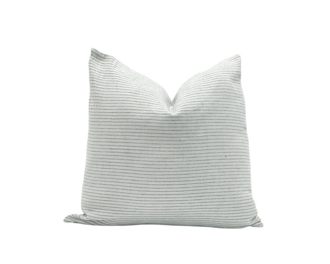 WALTER || Blue woven stripe pillow on an ivory background | Etsy (US)