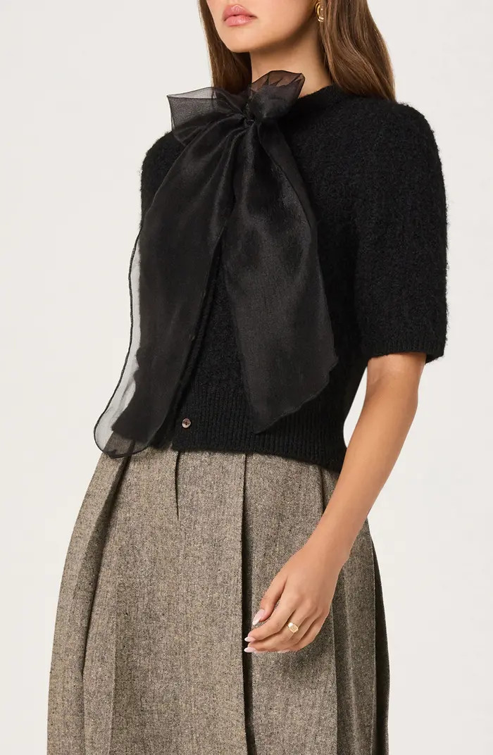 Organza Bow Mixed Media Sweater | Nordstrom