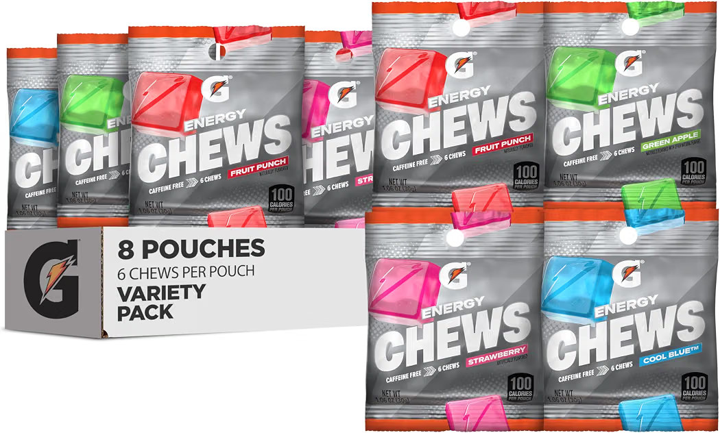 Gatorade Energy Chews, 4 Flavor Variety Pack, 1.06 oz Pouches, (8 Pack) | Amazon (US)