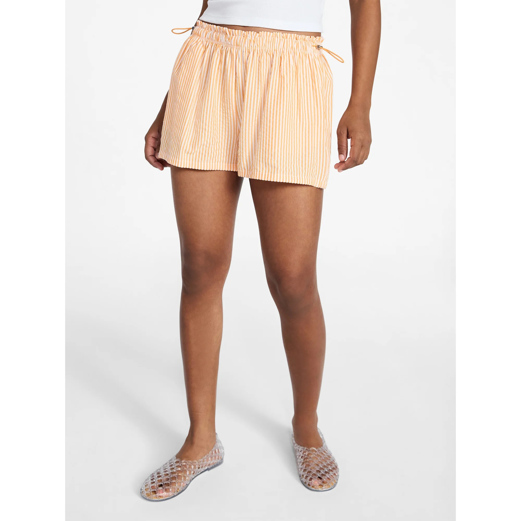 No Boundaries Striped Seersucker Bungee Shorts, 2" Inseam, Women's XXS-XXL | Walmart (US)