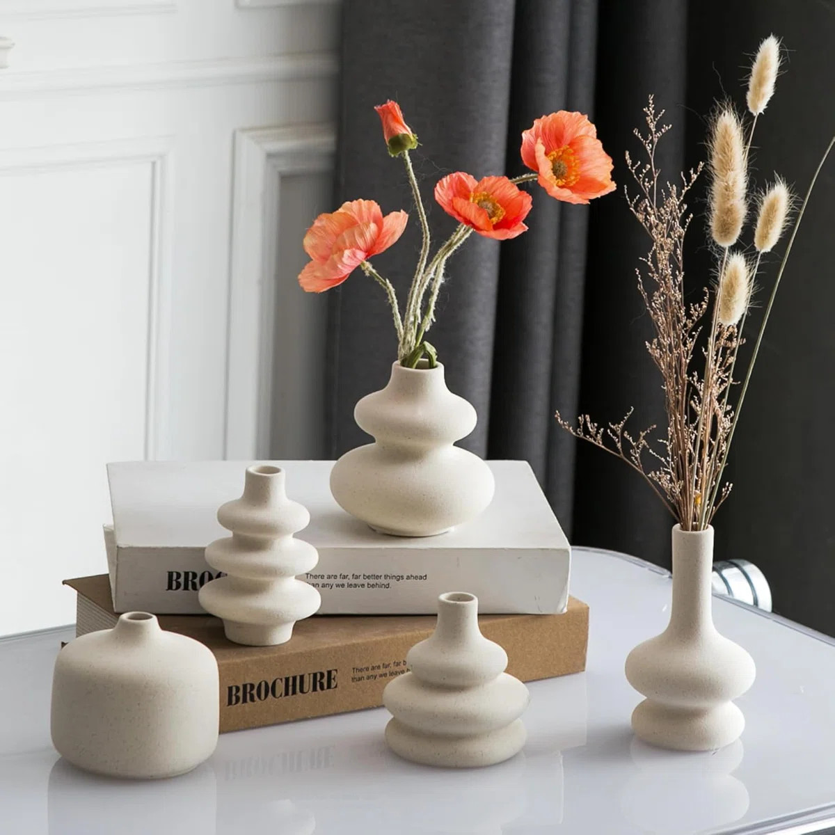 White Bud Vases, Small Ceramic Vase Set of 5 | Wayfair North America