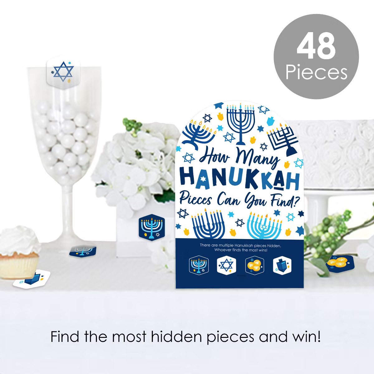 Big Dot of Happiness Hanukkah Menorah - Chanukah Holiday Party Scavenger Hunt - 1 Stand and 48 Ga... | Target