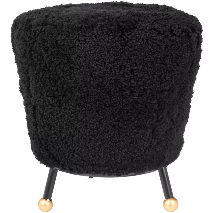 Oriana Retro Sheepskin Ottoman  - Black - Safavieh | Target