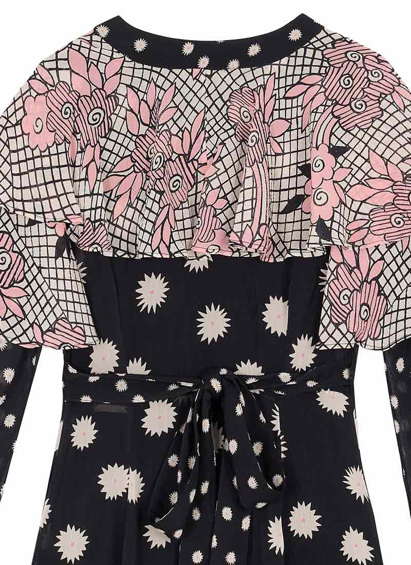 Celia Birtwell X Joanie - Michaelmas Daisy Print Cape Sleeve Wrap Dress | Joanie