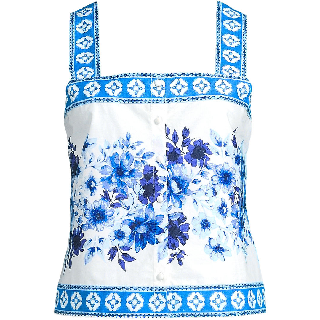 Women's Poplin Square Neck Tank Top | Lands' End (US)