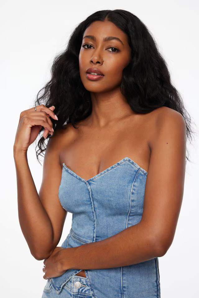 Sweetheart Denim Bustier Top | Dynamite Clothing