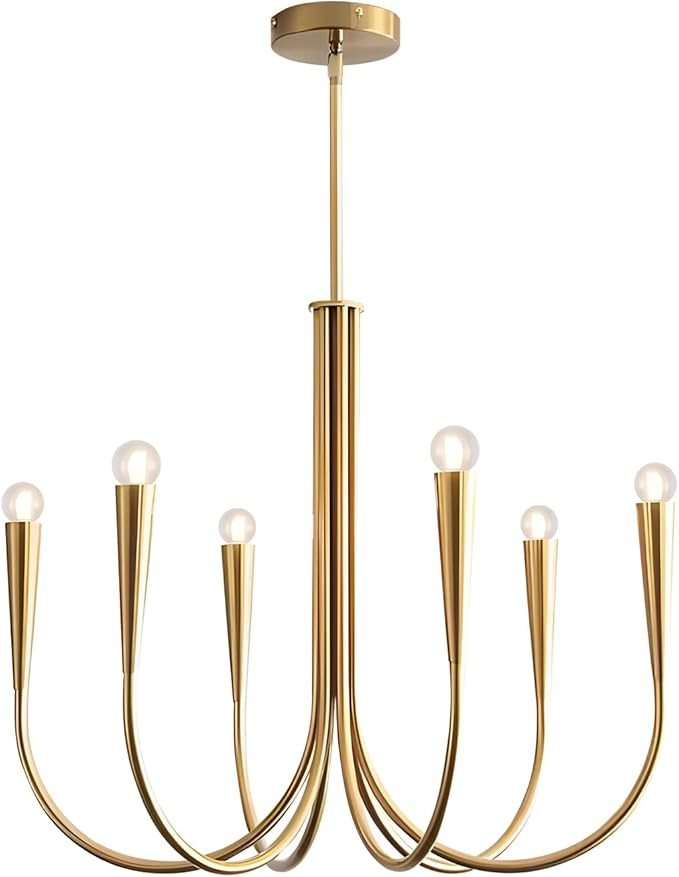 Modern Farmhouse Candlestick Chandelier 6 Light Gold Rustic Industrial MPL26-6GDN | Amazon (US)