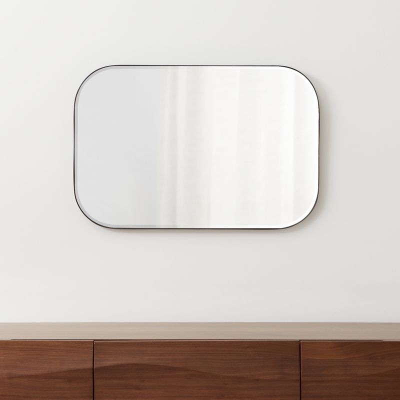 Edge Gunmetal Rounded Rectangle Mirror | Crate & Barrel
