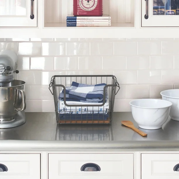 Better Homes & Gardens Basket Large Metal Kitchen Pantry Organization, 12.63"x10.63"x8.50" - Walm... | Walmart (US)