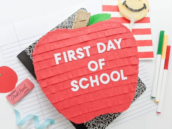 First Day of School red apple mini pinata | back to school party, teacher appreciation gift, 1st ... | Etsy (US)