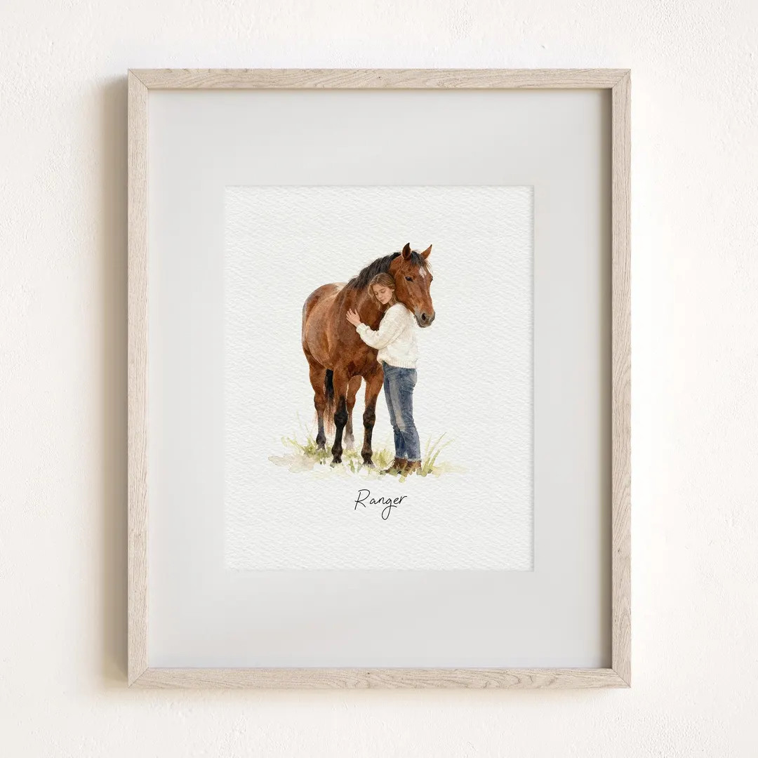 Mini Custom Horse Portrait, Digital Portrait From Photo | Personalized Horse Gifts, Horse Lover G... | Etsy (US)