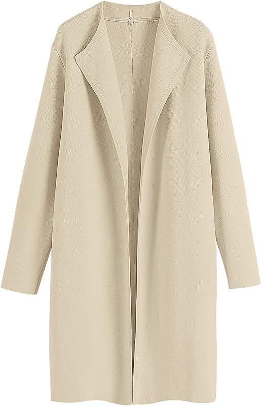 ANRABESS Women's Casual Long Sleeve Classy Draped Open Front Jackets Long Knitted Cardigan Sweater | Amazon (US)