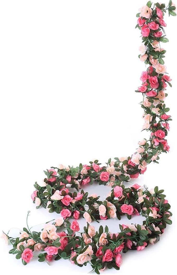 Miracliy 5 Pack 41 FT Fake Rose Vine Flowers Plants Artificial Flower Hanging Rose Ivy Home Hotel... | Amazon (US)
