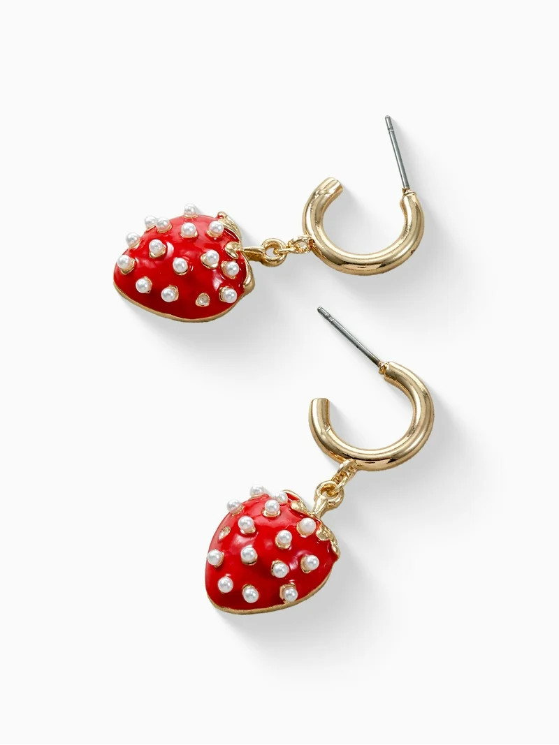 Way to Celebrate Valentine's Day Strawberry Hoop Earrings, 1 Pair | Walmart (US)