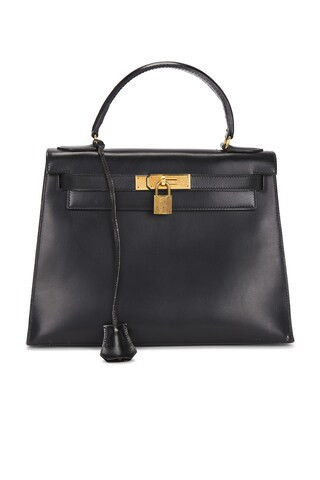 hermes Hermes 1987 Box Kelly 28 Handbag in Black - Black. Size all. | FWRD 