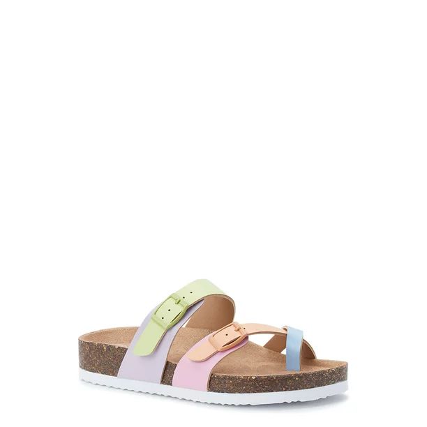 Wonder Nation Little and Big Girls 2 Buckle Toe Sandals, Sizes 13-5 - Walmart.com | Walmart (US)