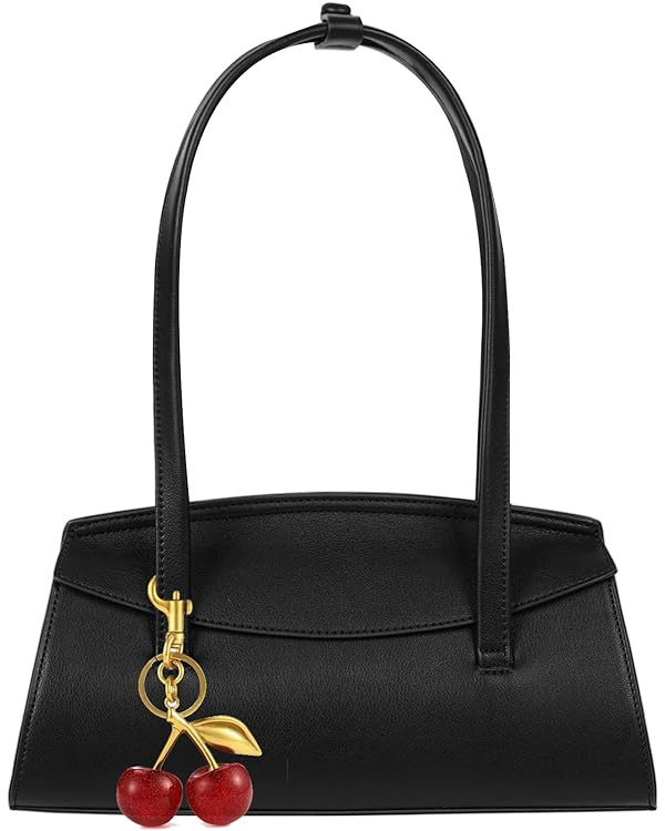 Shoulder Bag Black Purse for Women Cherry Bag Vegan Leather Hobo Handbag Brown Flap Shoulder Purs... | Amazon (US)