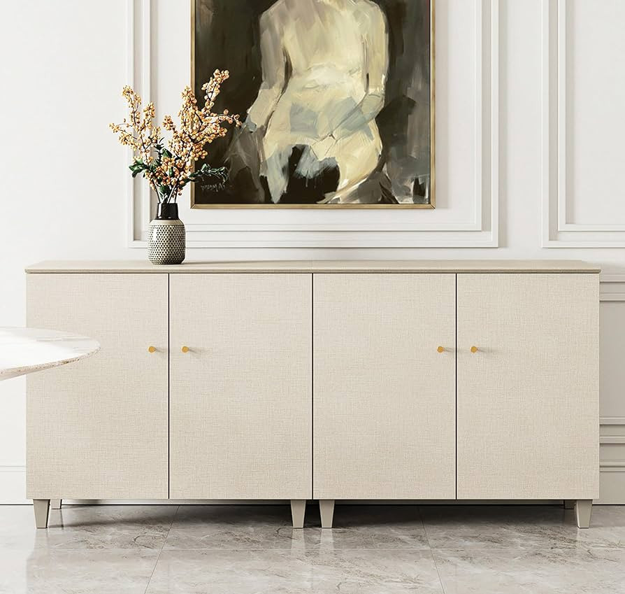 WAMPAT Buffet Cabinets Sideboards, 70.8" Wood Credenza Console Tables with 4 Doors, Set of 2 Kitc... | Amazon (US)