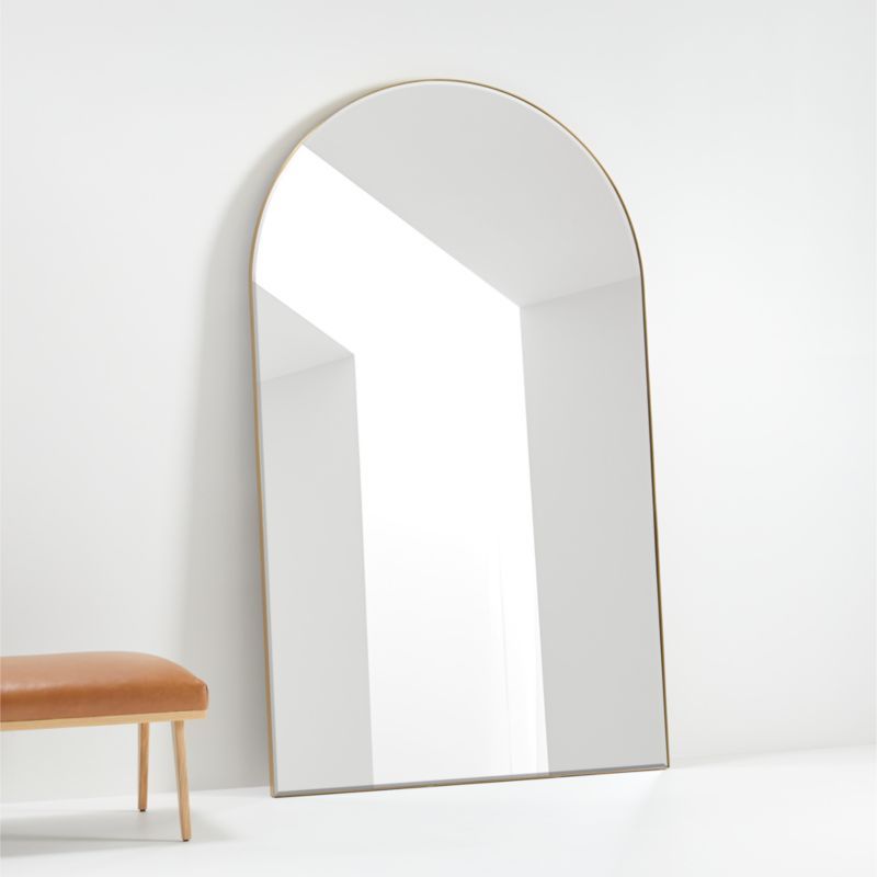 Edge Extra-Large Brass Arch Floor Mirror + Reviews | Crate & Barrel | Crate & Barrel