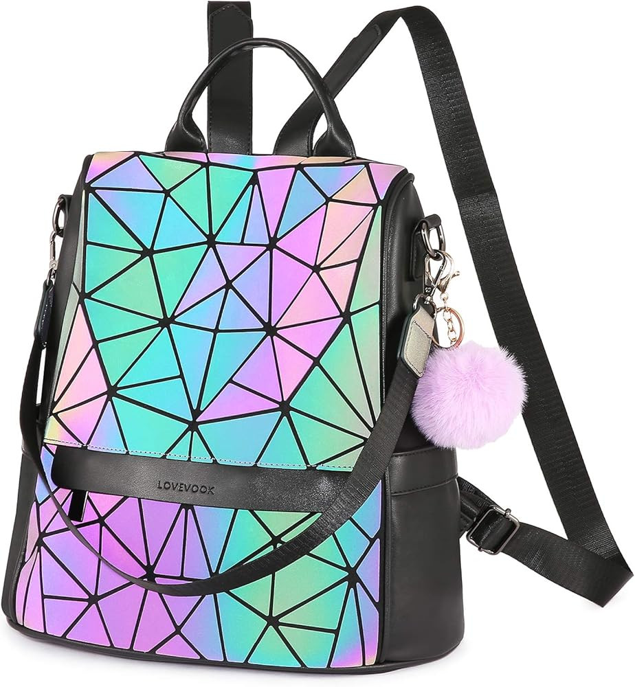 LOVEVOOK Geometric Luminous Purses and Handbags for Women Holographic Reflective Crossbody Bag Wa... | Amazon (US)
