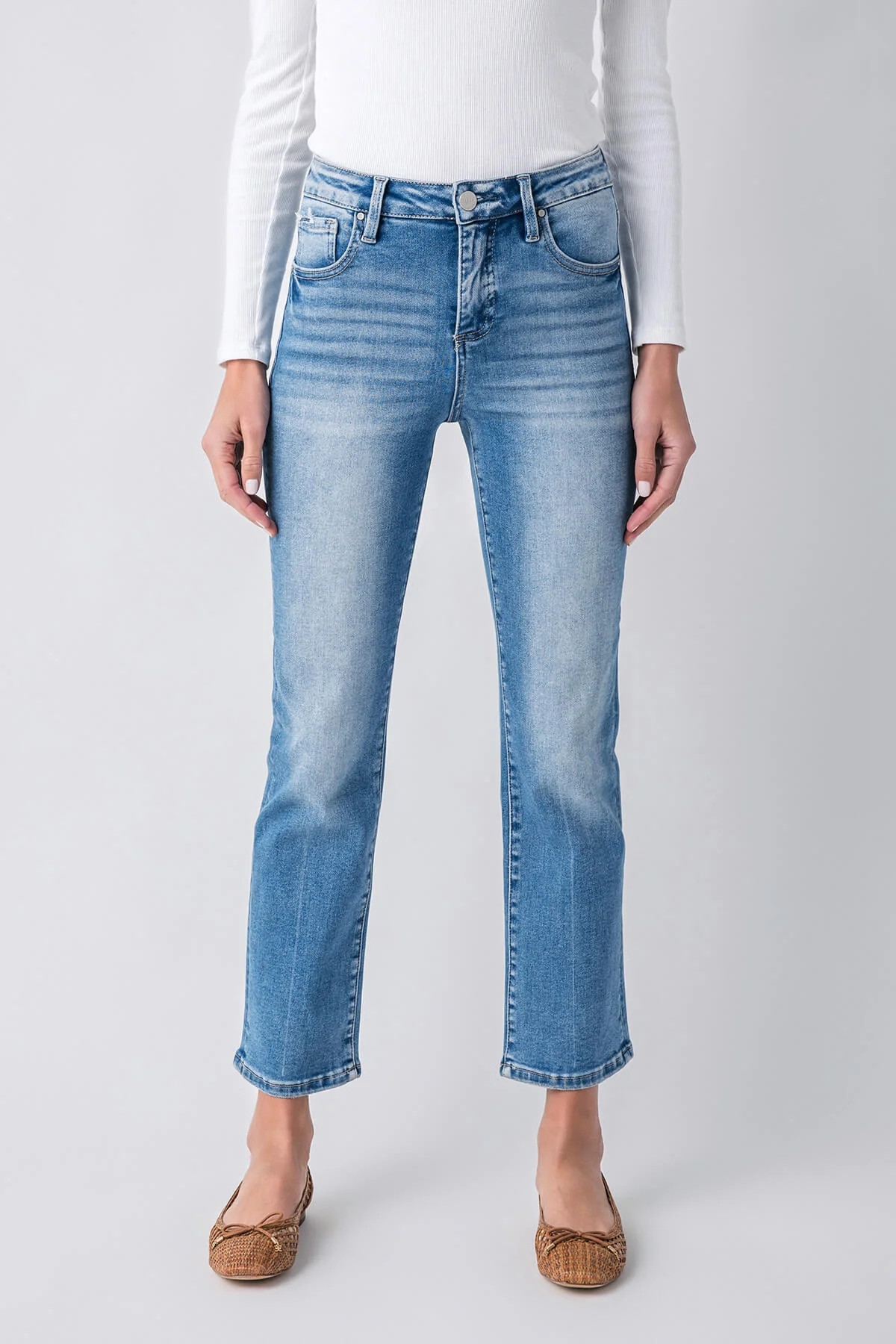 Risen Trish High Rise Straight Crop Jeans | Social Threads