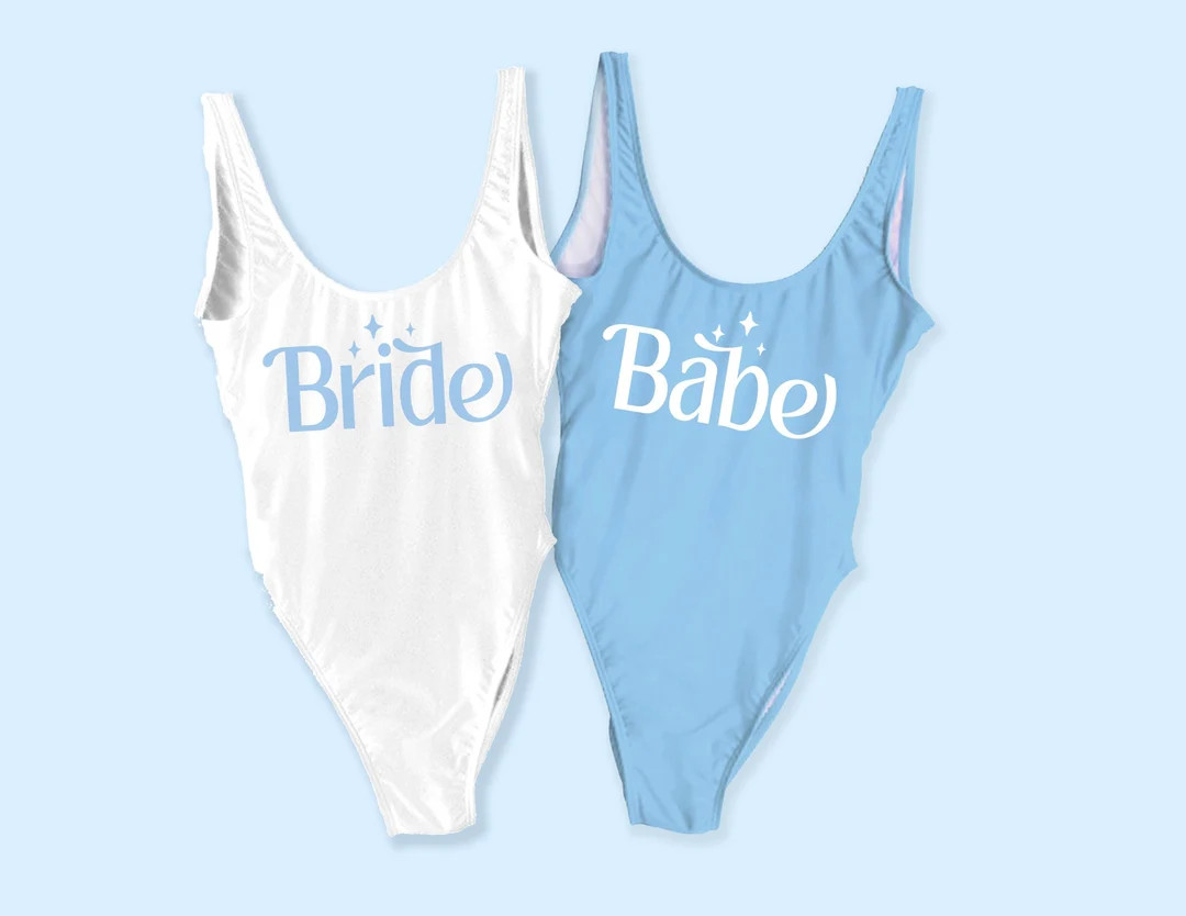 Bachelorette Swimsuits Bride Babe Bathing Suits Bride Swim - Etsy | Etsy (US)