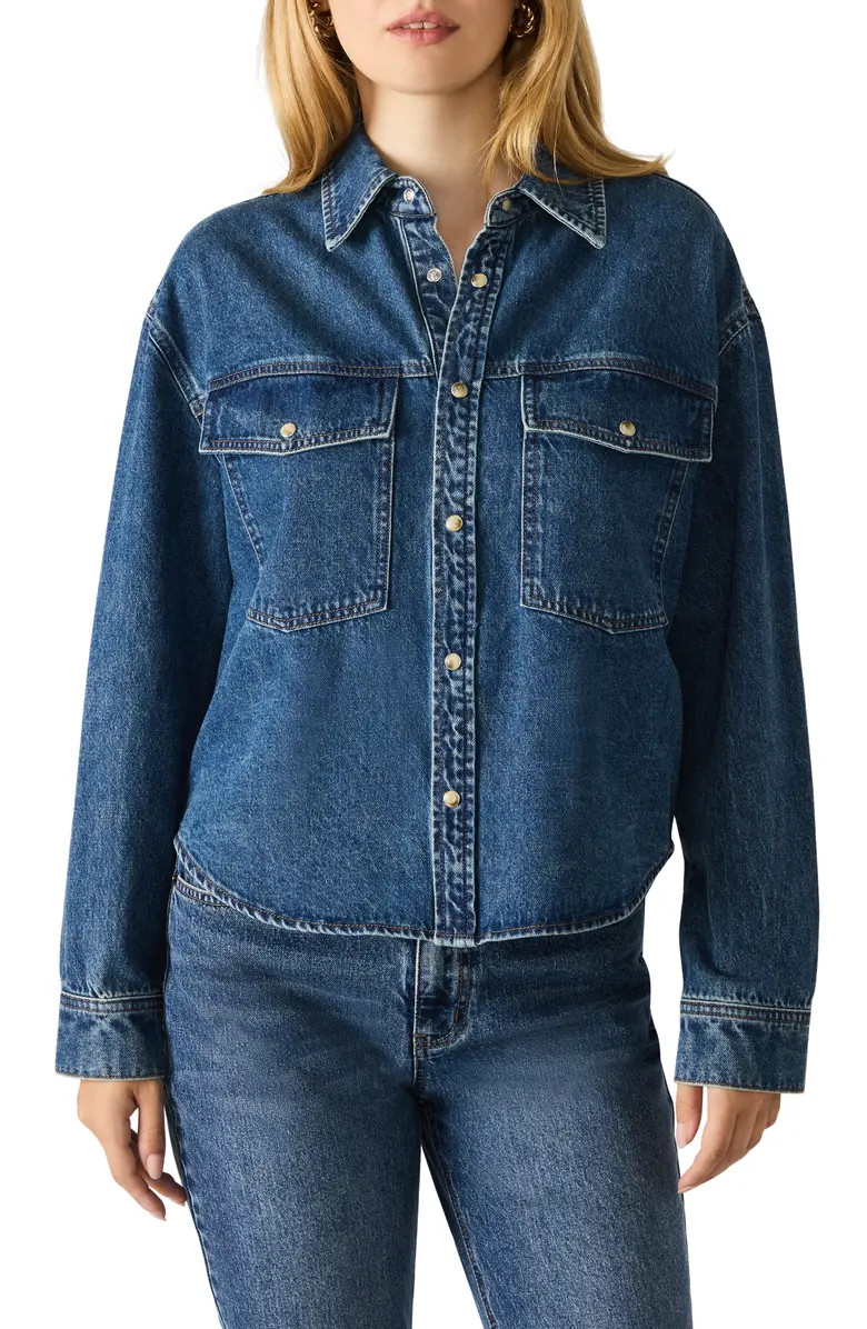 Judith Cotton Denim Snap-Up Shirt | Nordstrom