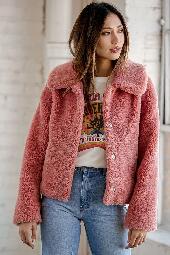 Isn't She Cozy Rusty Rose Faux Fur Jacket | Lulus (US)