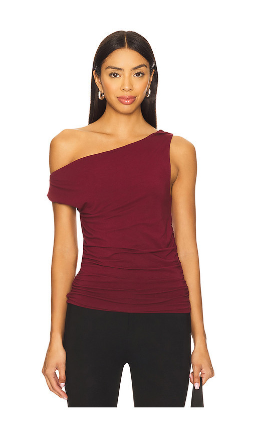Bobi Twist Off The Shoulder Top in Burgundy. Size S. Also in L, M, XS. | Revolve Clothing (Global)