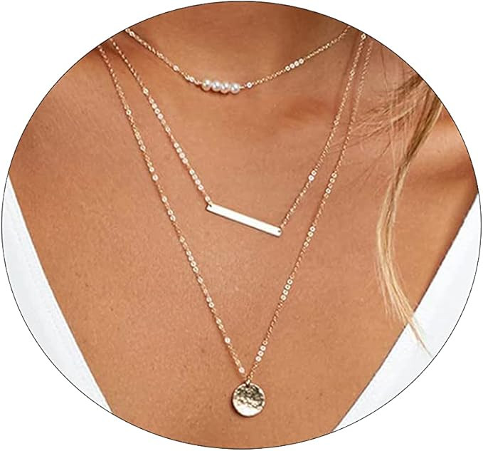 Sewyer Dainty Gold Layered Necklace for Women Gold Plated Layering Necklaces Set Snake Herringbon... | Amazon (CA)