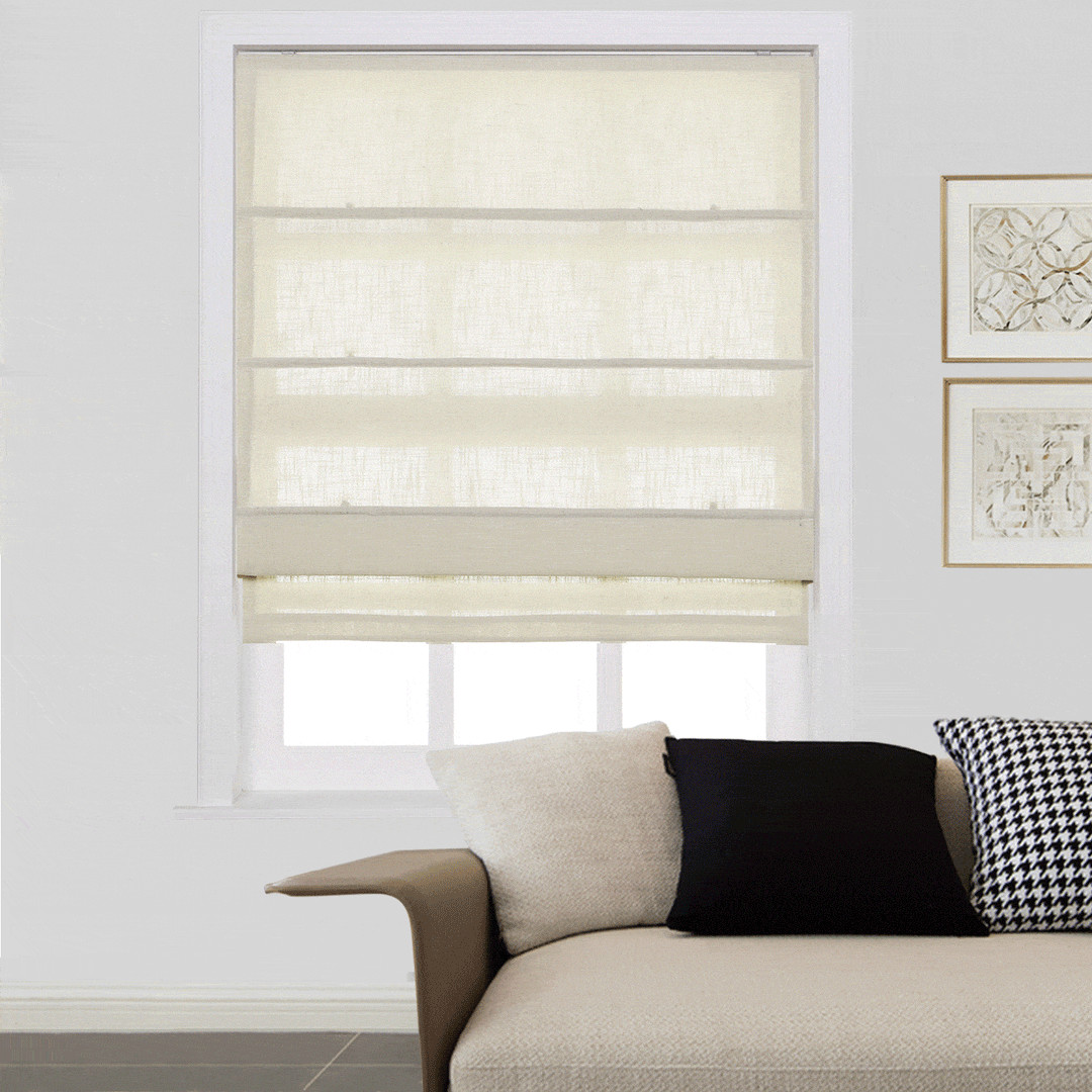 Liz Linen Window Roman Shades Loop Cord Lift | TWOPAGES