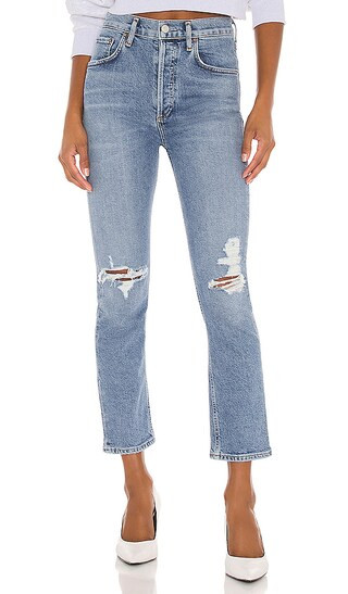 Riley High Rise Straight Crop in Whiplash | Revolve Clothing (Global)