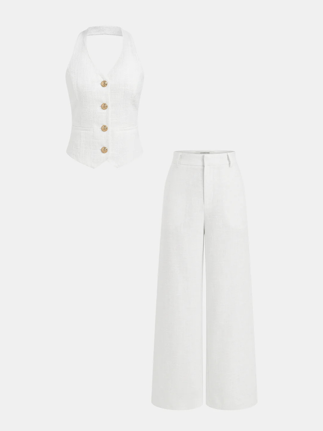 Halter Vest & Wide Leg Pants Set | Commense