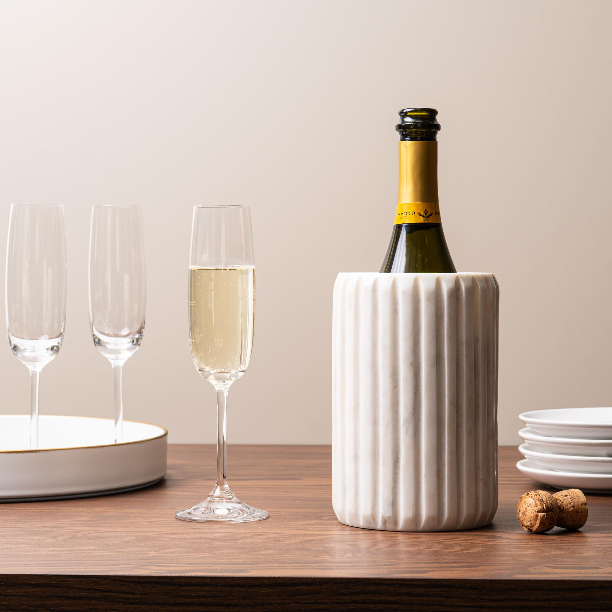 Cork & Mill Marble Wine Chiller, Champagne Bucket for Parties, Bottle Cooler for Dining Tables, O... | Amazon (US)