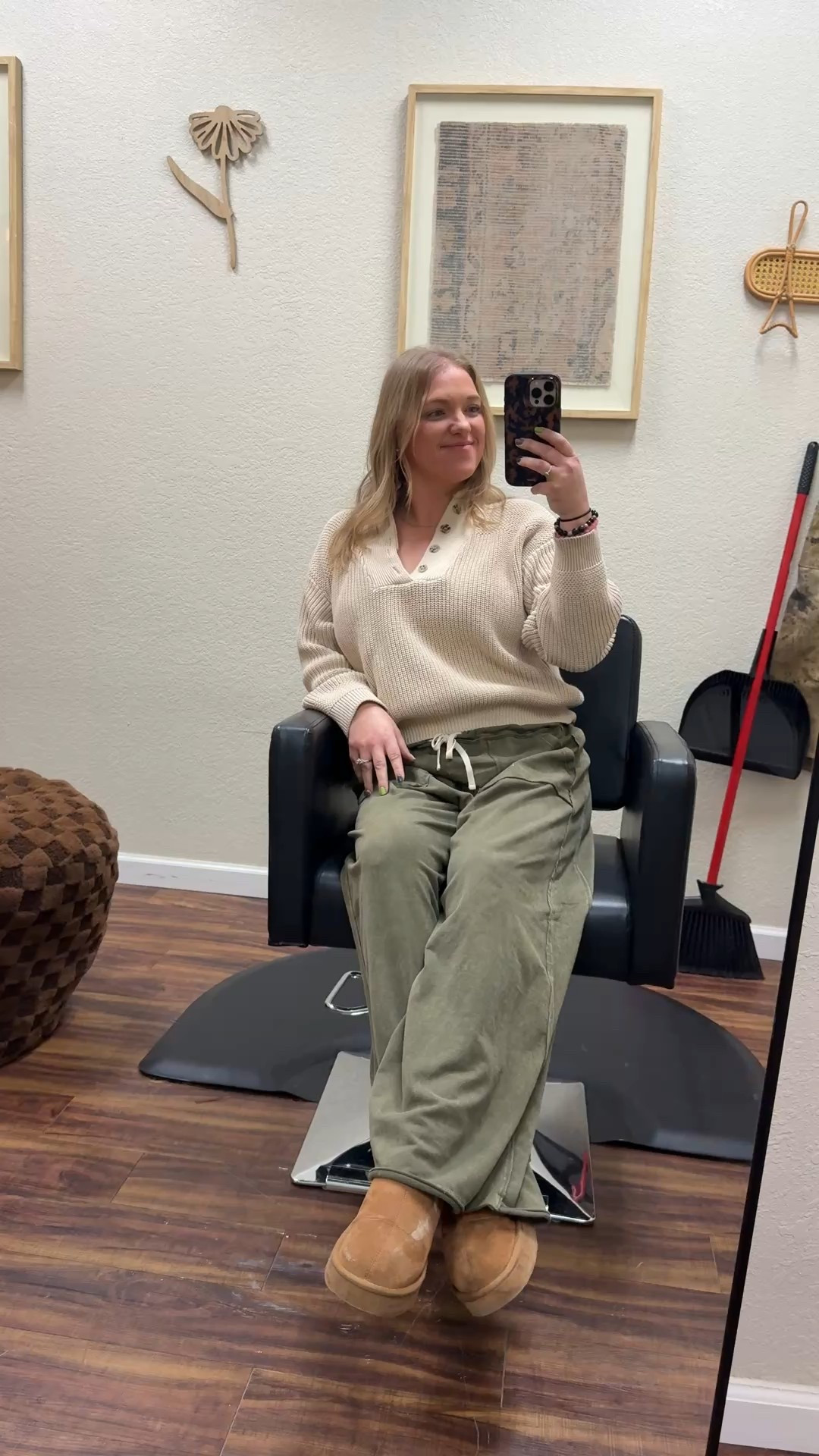 Earthy comfy ootd behind the chair 🌱

The sweater is an old one from forever21 & I can't find it but I found similar 🤍

#LTKootd #LTKFindsUnder50 #LTKWorkwear