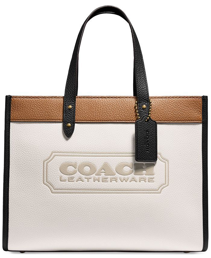 COACH Colorblock Coach Badge Leather Field Tote 30 & Reviews - Handbags & Accessories - Macy's | Macys (US)