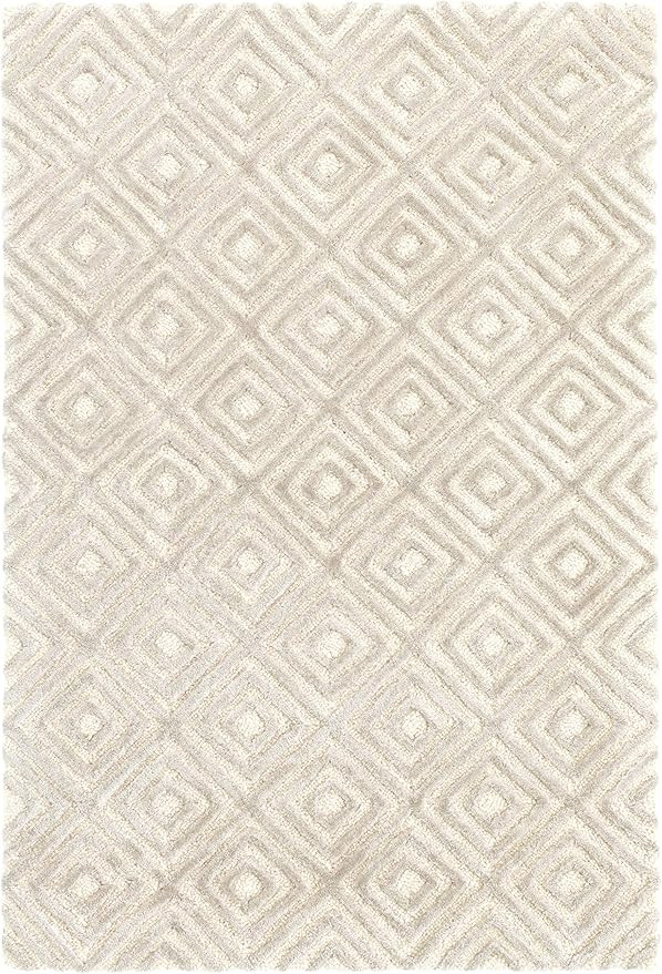 Dash and Albert Cut Diamond Silver Hand Tufted Wool/Viscose Rug, 2 X 3 Feet, Grey Geometric Patte... | Amazon (US)
