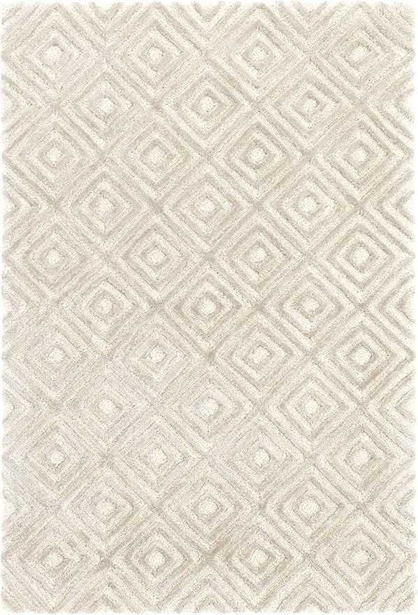 Dash and Albert Cut Diamond Silver Hand Tufted Wool/Viscose Rug, 2 X 3 Feet, Grey Geometric Patte... | Amazon (US)