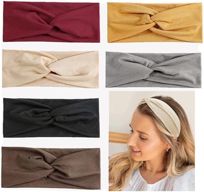Headband Women's Elastic Headbands Wide Twisted Hairband Retro Soft Headwrap Sports Yoga Headband... | Amazon (UK)