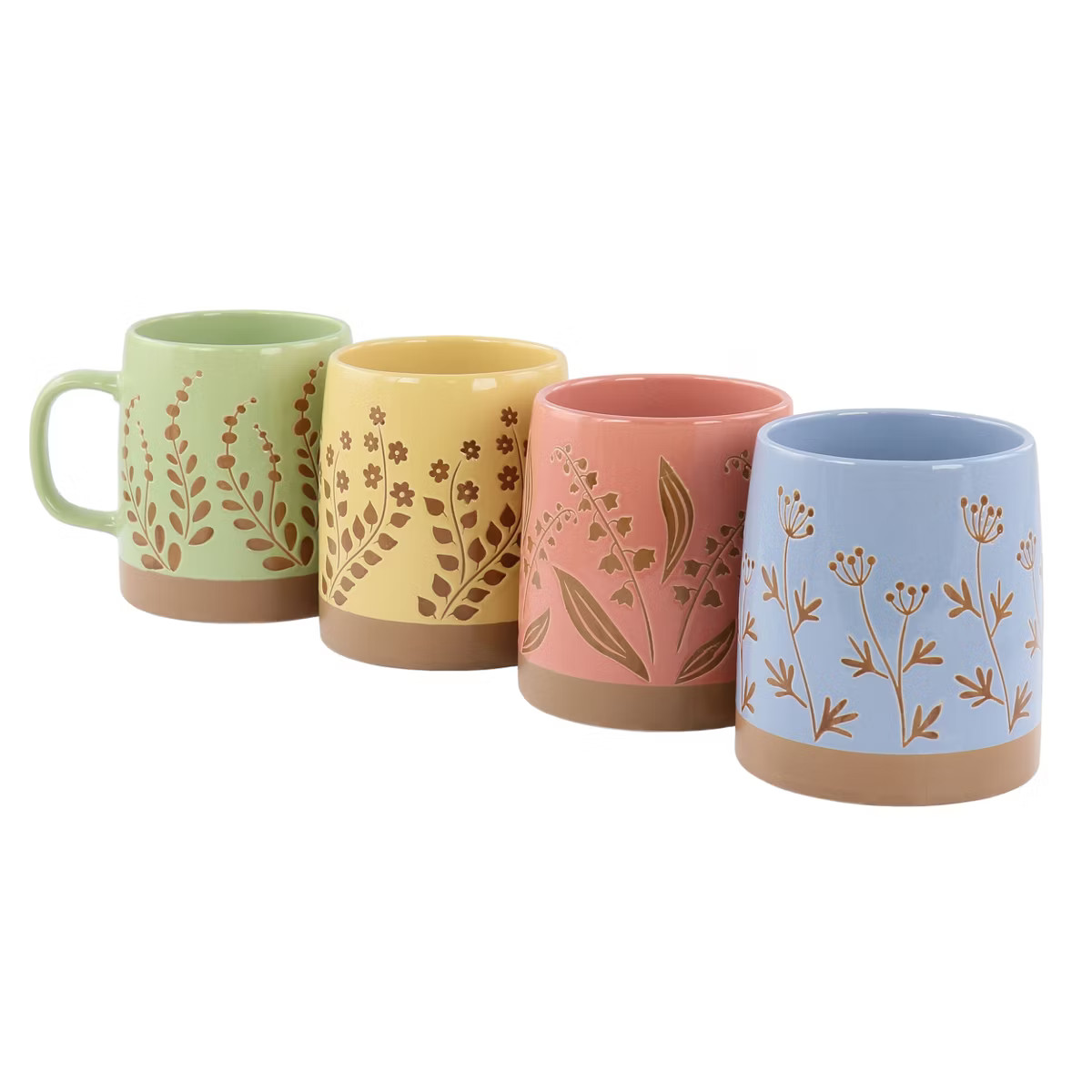 Gibson Home Garcelle 4 Piece 18 Ounce Round Stoneware Mug Set in Assorted Designs and Colors | Target