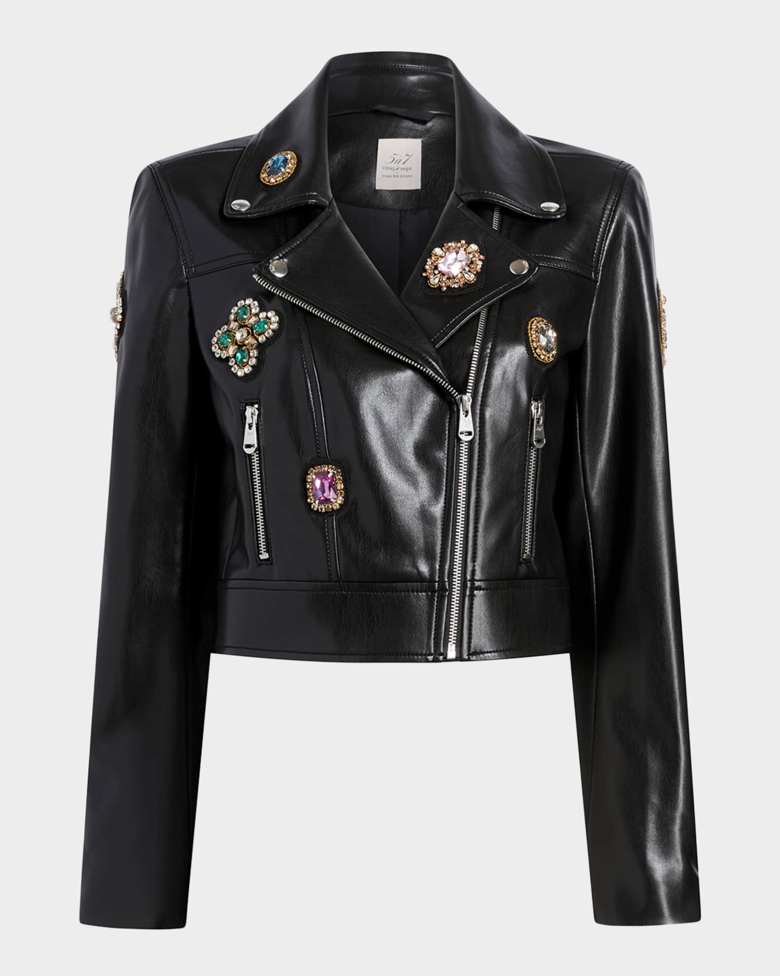 Genevieve Baroque Patches Moto Jacket | Neiman Marcus