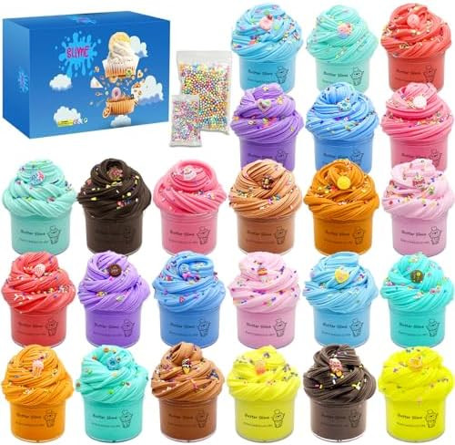 24 Pack Slime kit, Butter Slime, Macaroon Colors Cake Donut and Fruit Party Favors Slime， Stret... | Amazon (US)