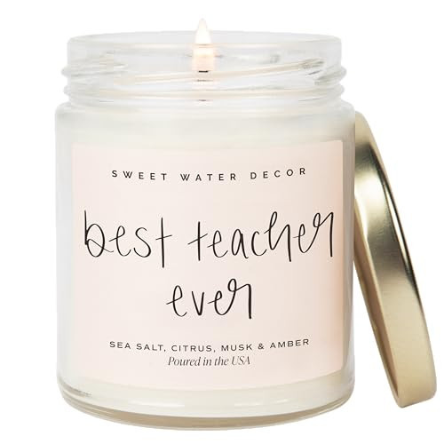Sweet Water Decor Best Teacher Ever Candle, Back to School Teacher Gifts, 9 oz Clear Jar with 40 Hour Burn Time, Made in USA, Teacher Appreciation Gifts, End of School Year | Amazon (US)