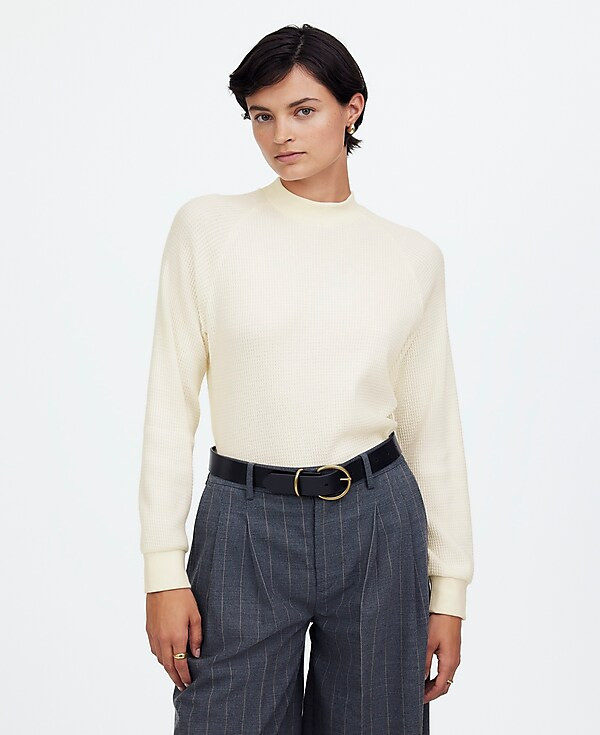 Waffle-Knit Long-Sleeve Crewneck Tee | Madewell