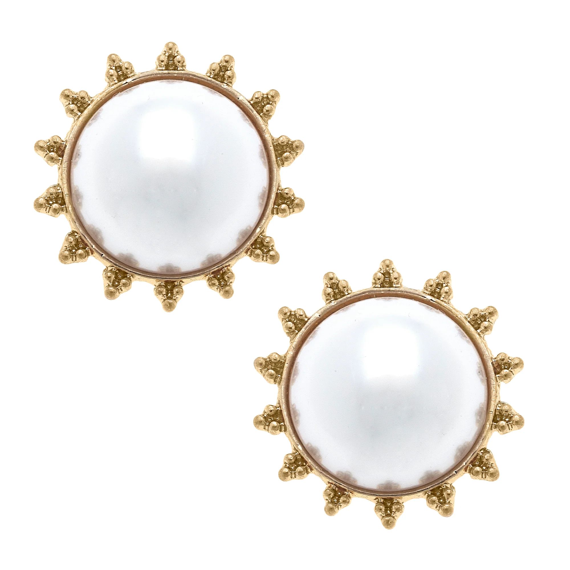Arabella Pearl Stud Earrings in Ivory | CANVAS