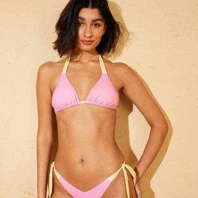 Demetra Dias with Wild Fable Women's Contrast Polka Dot Wide Strap Triangle Bikini Top - Pink M | Target