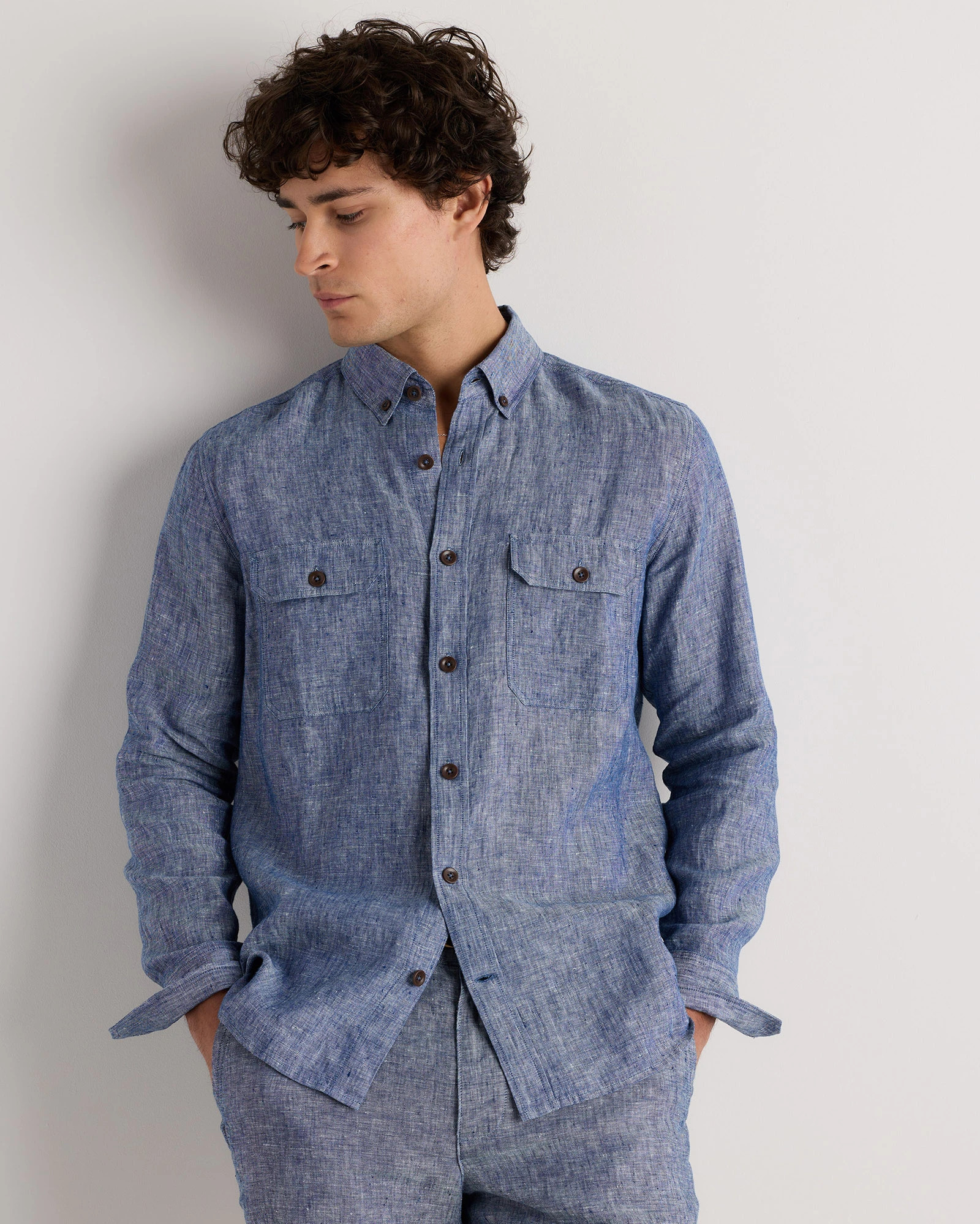 Quince | Men's 100% European Linen Utility Shirt in Martini Olive, Size XXL | Quince