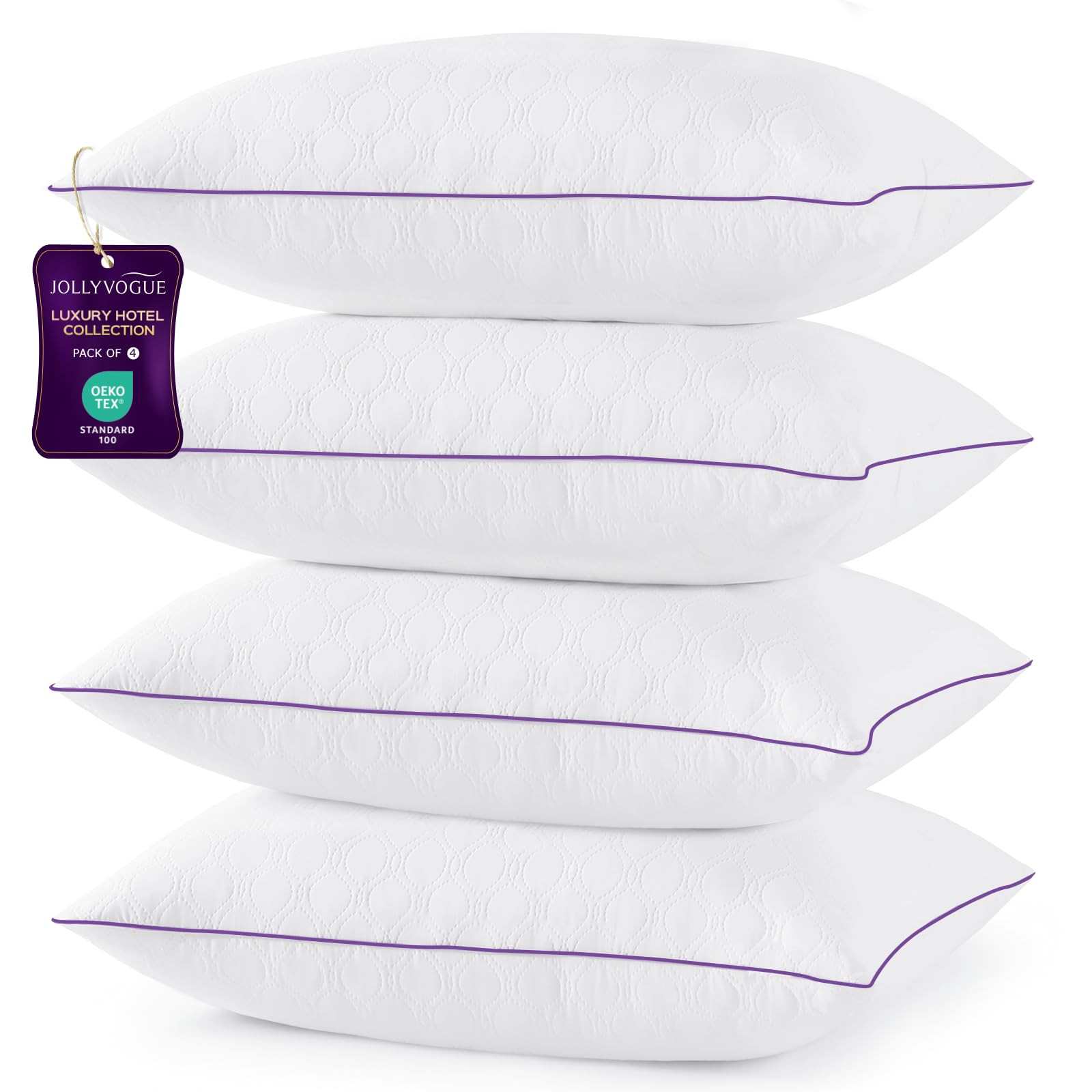 JOLLYVOGUE Pillows King Size Set of 4, Bed Pillow for Side, Back, and Stomach Sleepers, Down Alte... | Amazon (US)